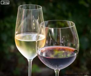 Puzzle Ποτήρι λευκό και κόκκινο κρασί